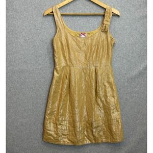 Yoana Baraschi Size 2 Cocktail Sleeveless Dress Gold Metallic Shimmer Silk Lined